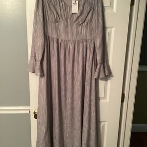 Fully lined long sleeve ruffle maxi dress